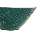 Dark Green Large Salad Bowl with Leaf Design