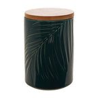 Dark Green Medium Storage Jar with Bamboo Lid
