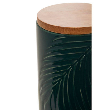 Dark Green Medium Storage Jar with Bamboo Lid