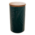 Dark Green Large Storage Jar with Bamboo Lid