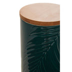 Dark Green Large Storage Jar with Bamboo Lid
