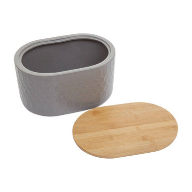 Grey Bread Bin In Stoneware