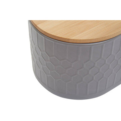 Grey Bread Bin In Stoneware