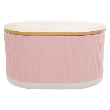 Pink Bread Bin In Stoneware