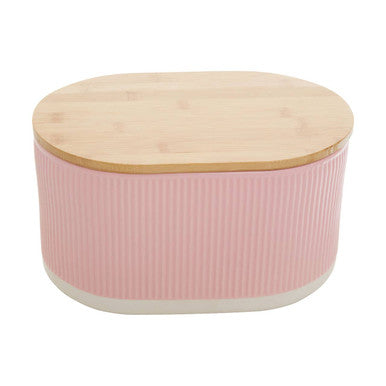 Pink Bread Bin In Stoneware