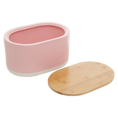 Pink Bread Bin In Stoneware