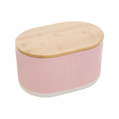 Pink Bread Bin In Stoneware