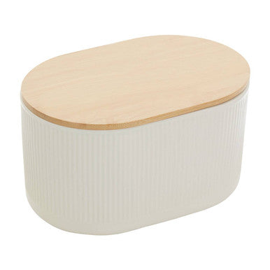 Cream Bread Bin In Stoneware