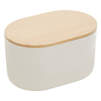 Cream Bread Bin In Stoneware