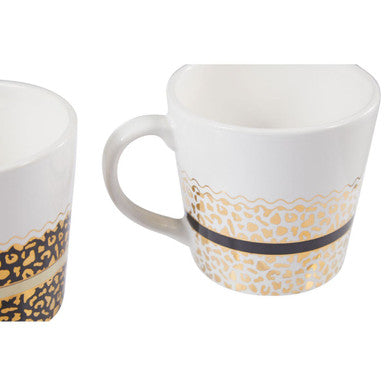 London Set of Two Leopard Print Mugs
