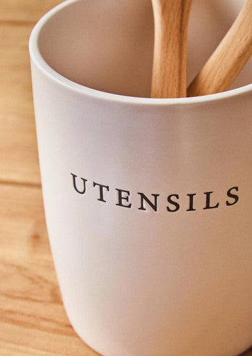 Cream Stoneware Utensil Holder