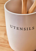 Cream Stoneware Utensil Holder