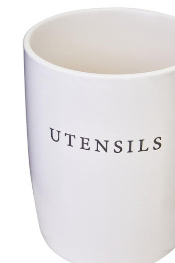 Cream Stoneware Utensil Holder