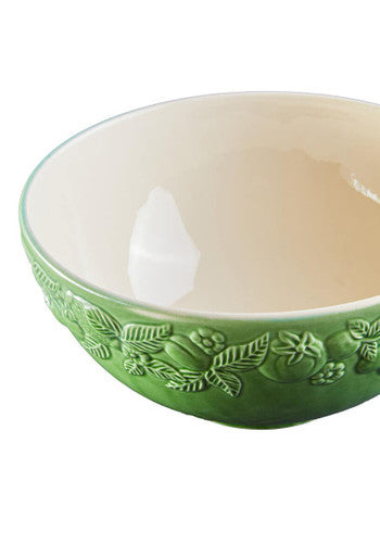 Green Ceramic Large Bowl with Embossed Design