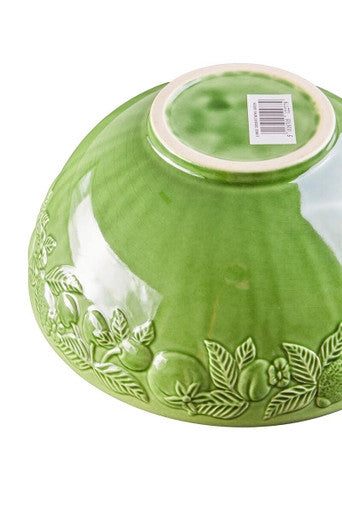 Green Ceramic Large Bowl with Embossed Design