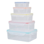 5 Piece Rectangular Food Containers with Airtight Lids