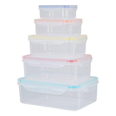 5 Piece Rectangular Food Containers with Airtight Lids