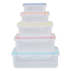 5 Piece Rectangular Food Containers with Airtight Lids