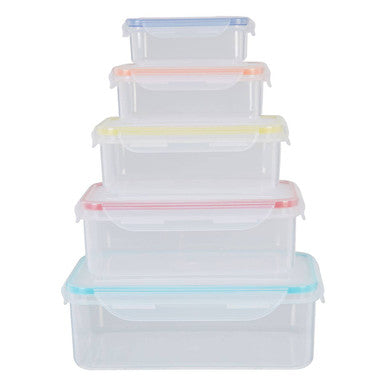 5 Piece Rectangular Food Containers with Airtight Lids