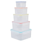 5 Piece Square Food Containers with Airtight Lids
