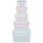 5 Piece Square Food Containers with Airtight Lids