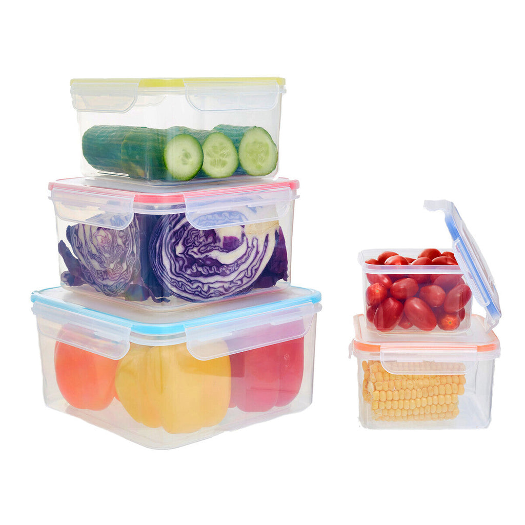 5 Piece Square Food Containers with Airtight Lids
