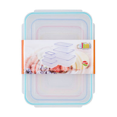 6 Piece Rectangular Food Containers with Airtight Lids
