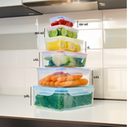 6 Piece Rectangular Food Containers with Airtight Lids