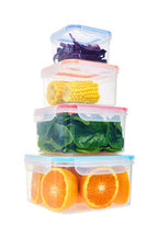 4 Piece Square Food Containers with Airtight Lids