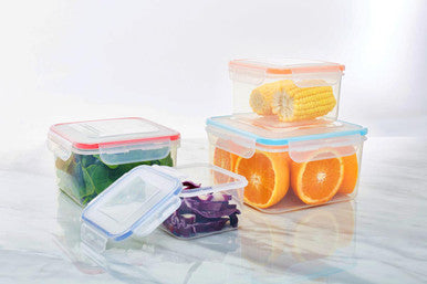 4 Piece Square Food Containers with Airtight Lids