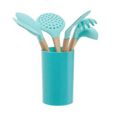 7 Piece Utensil Set In Pastel Green