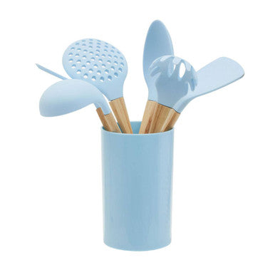 7 Piece Utensil Set In Pastel Blue