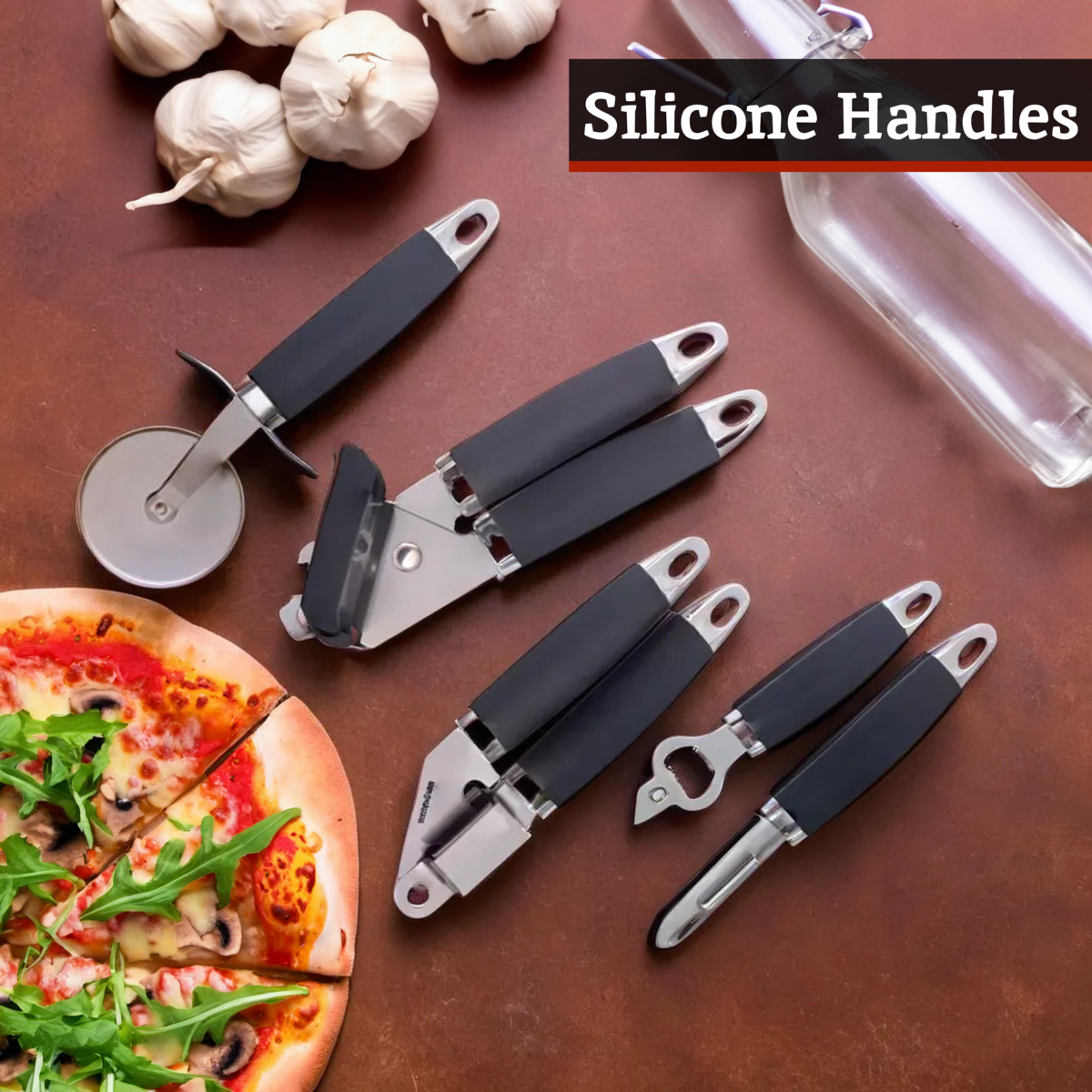 Five Piece Kitchen Gadget Set with Stand