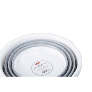 Collapsible Grey and White Bucket with Handle