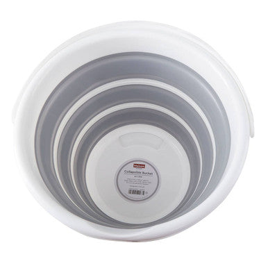 Collapsible Grey and White Bucket with Handle