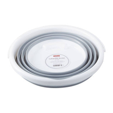 Collapsible Grey and White Bucket with Handle