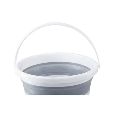 Collapsible Grey and White Bucket with Handle