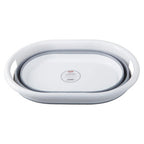 Grey and White Oval Collapsible Laundry Basket
