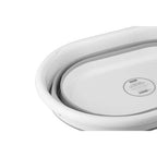 Grey and White Oval Collapsible Laundry Basket