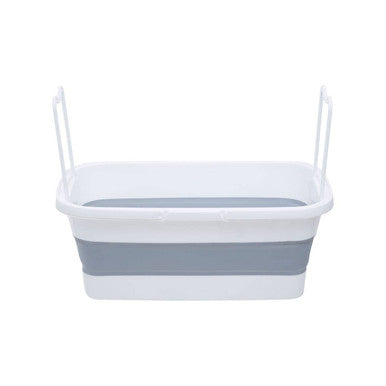White and Grey Collapsible Basket with Handles