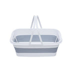 White and Grey Collapsible Basket with Handles