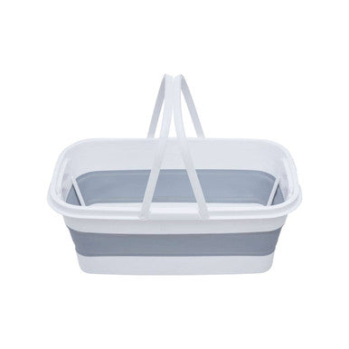 White and Grey Collapsible Basket with Handles