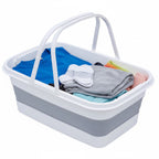 White and Grey Collapsible Basket with Handles