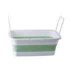 Collapsible Laundry Basket in Green and White