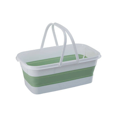 Collapsible Laundry Basket in Green and White