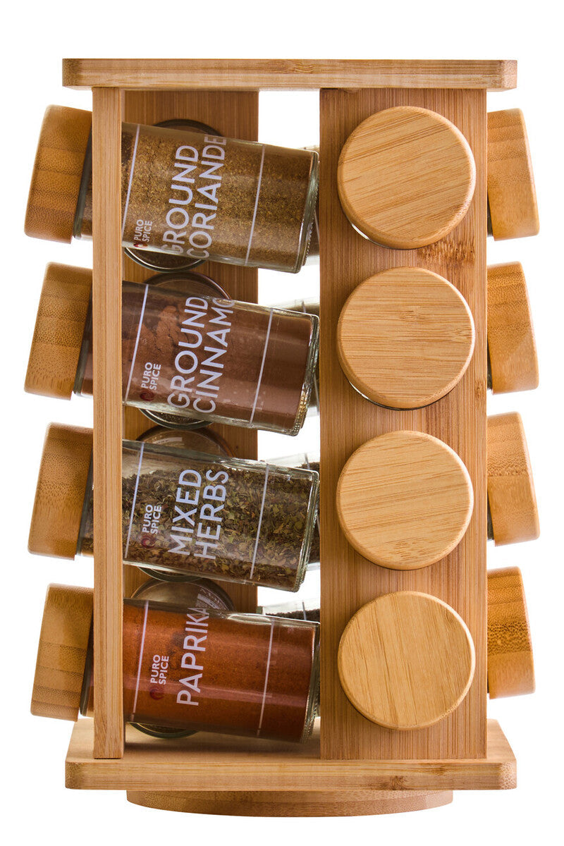 Bamboo Revolving Spice Rack with 16 Jars