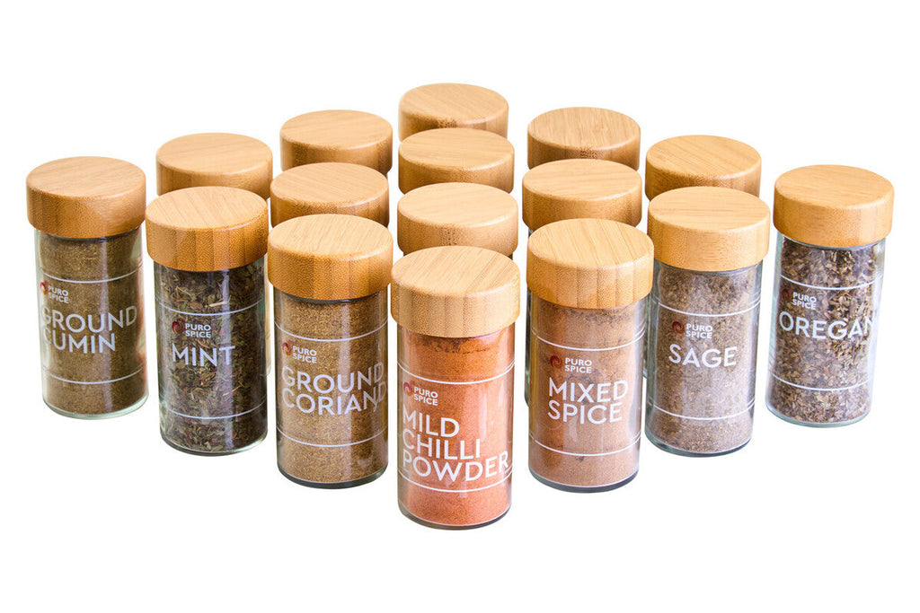 Bamboo Revolving Spice Rack with 16 Jars