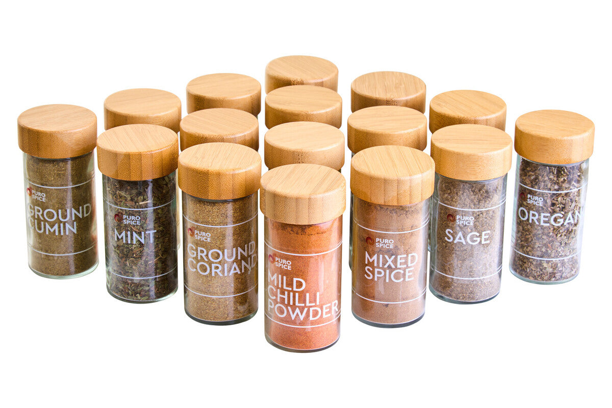 Bamboo Revolving Spice Rack with 16 Jars
