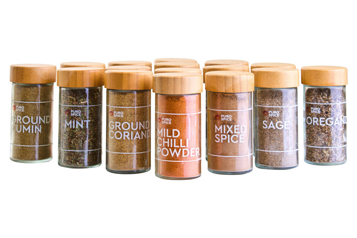 Bamboo Revolving Spice Rack with 16 Jars