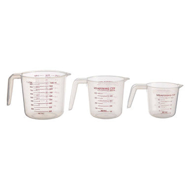 Set of Three Clear Plastic Measuring Jugs